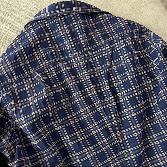 🆕 Frank & Eileen plaid purple blue linen Barry shirt medium - Picture 11 of 14